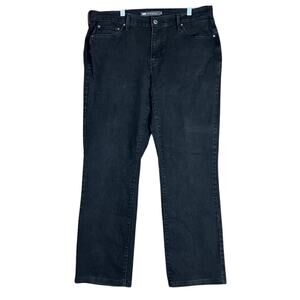 Levis 505 Womens Jeans Black Denim High Rise Straight Leg Stretch 14